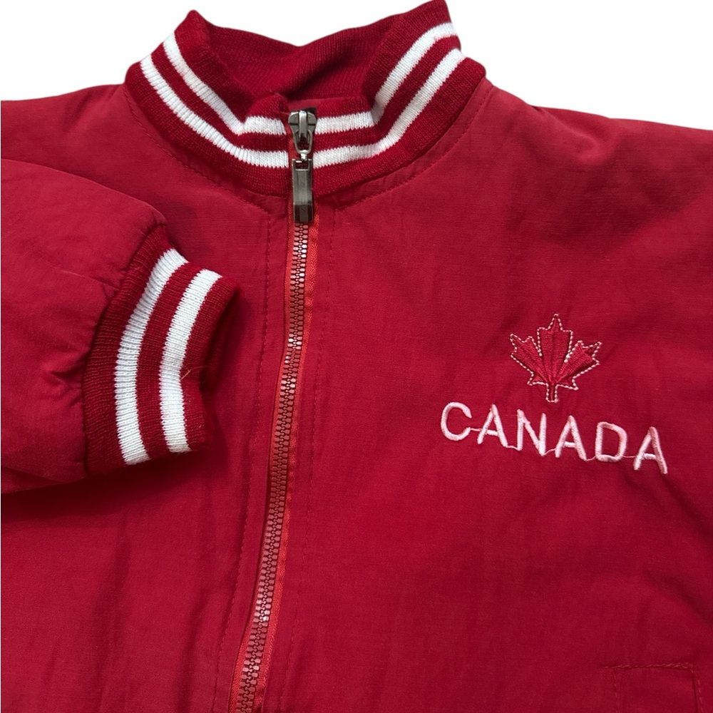 Vintage Canada Kids Unisex Red Zip Up Jacket/Coat Maple Leaf Embroidered‎ Size S